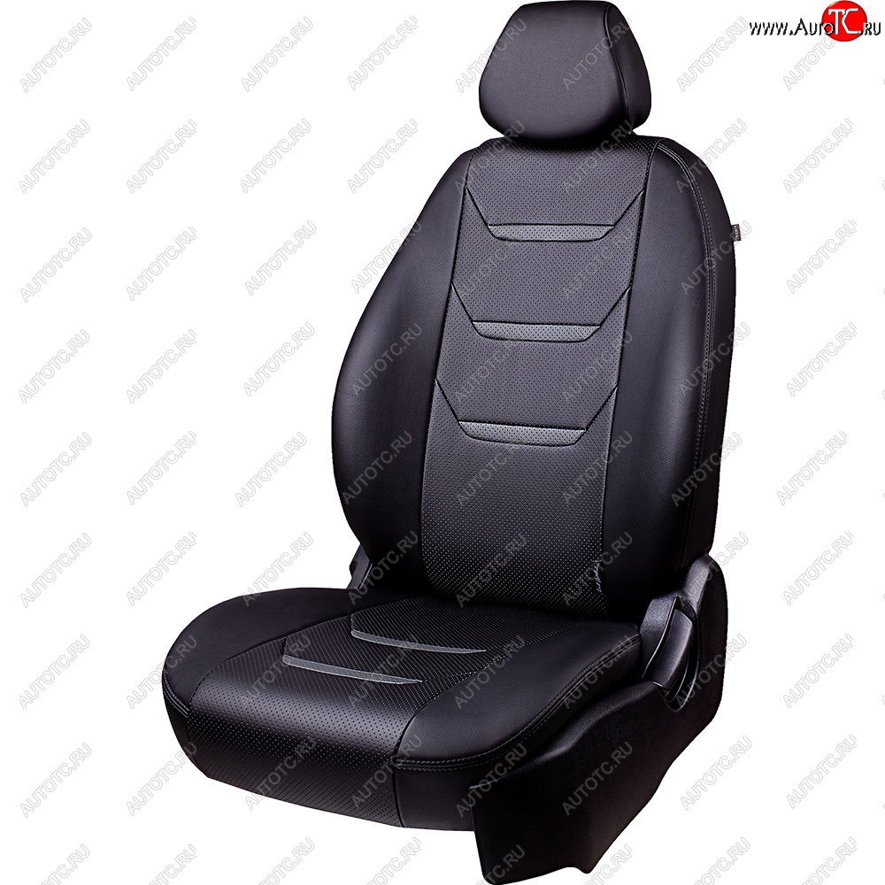 8 699 р. Чехлы для сидений Lord Autofashion Турин 2 (экокожа, раздельная спинка)  Hyundai Solaris  1 седан (2010-2017) (Серый/Серый/Чёрный/Чёрный)  с доставкой в г. Калуга