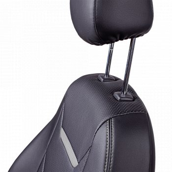 8 699 р. Чехлы для сидений Lord Autofashion Турин 2 (экокожа, раздельная спинка)  Hyundai Solaris  1 седан (2010-2017) (Серый/Серый/Чёрный/Чёрный)  с доставкой в г. Калуга. Увеличить фотографию 6