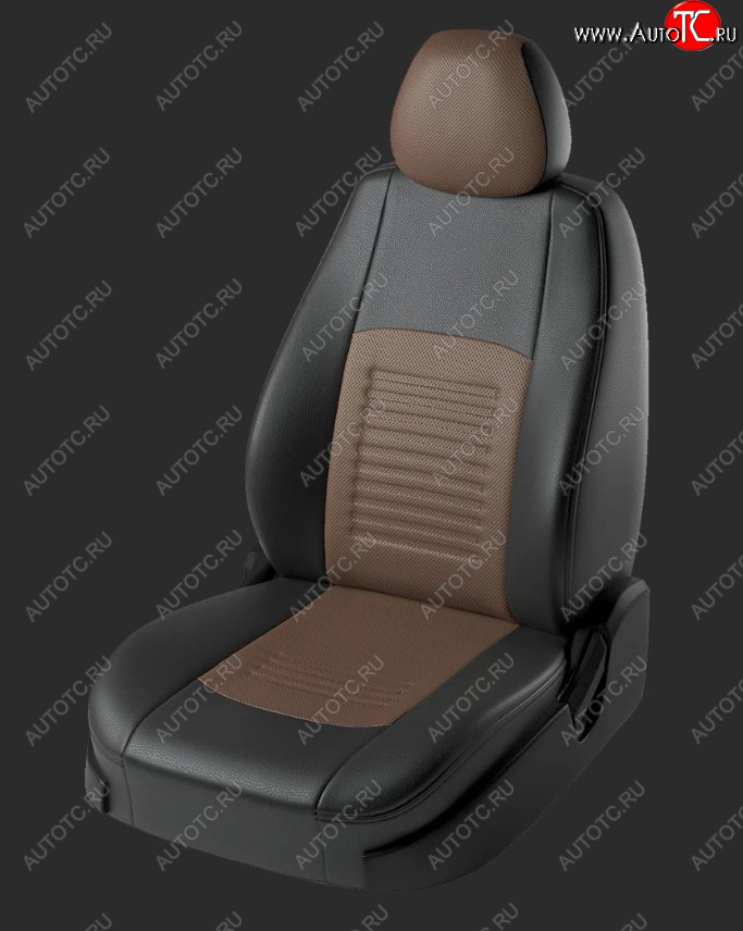 8 749 р. Чехлы для сидений Lord Autofashion Турин (экокожа, спинка 60/40, 2 Г-образных подголовника)  Hyundai Solaris  1 седан (2010-2017) (Черный, вставка коричневая)  с доставкой в г. Калуга
