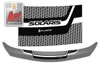 2 349 р. Дефлектор капота CA-Plastiс  Hyundai Solaris  1 седан (2014-2017) (Серия Art графит)  с доставкой в г. Калуга. Увеличить фотографию 1
