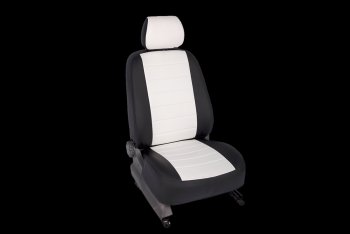 Чехлы для сидений (с подлокотником) SeiNtex (экокожа, белые) Skoda Octavia A5 дорестайлинг универсал (2004-2008)