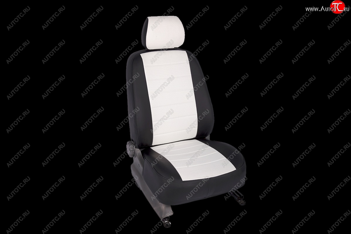 5 199 р. Чехлы для сидений SeiNtex (экокожа)  Toyota Hilux  AN20,AN30 (2011-2016) (черный/белый)  с доставкой в г. Калуга