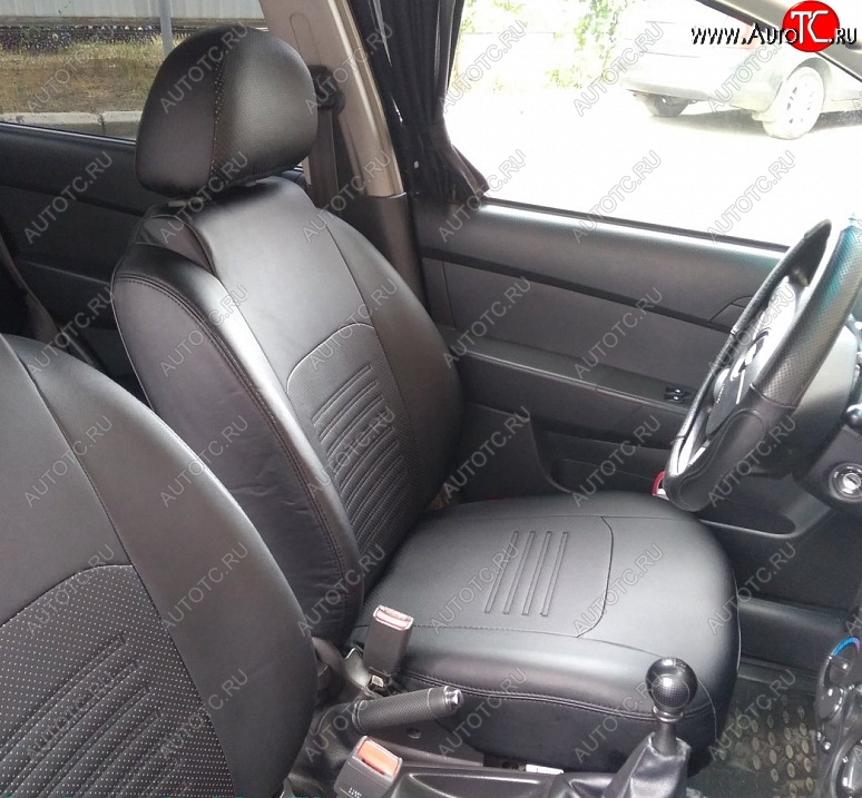 5 999 р. Чехлы для сидений (EF) Lord Autofashion Турин (экокожа)  Hyundai Sonata  EF (2001-2013) (Чёрный, вставка чёрная)  с доставкой в г. Калуга