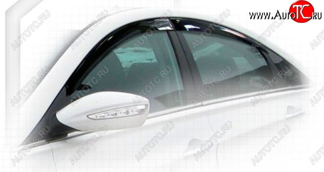 2 079 р. Дефлектора окон CA-Plastiс  Hyundai Sonata  YF (2009-2014) (Classic полупрозрачный, Без хром.молдинга, Крепление только на скотч)  с доставкой в г. Калуга