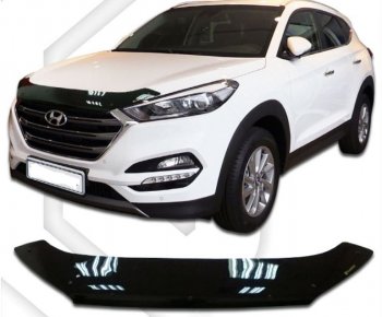 2 099 р. Дефлектор капота CA-Plastic  Hyundai Tucson  3 TL (2015-2021) (Classic черный, Без надписи)  с доставкой в г. Калуга. Увеличить фотографию 1