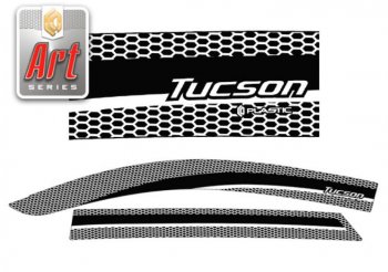 2 349 р. Дефлектора окон CA-Plastic  Hyundai Tucson  3 TL (2015-2021) (Серия Art черная, Без хром.молдинга)  с доставкой в г. Калуга. Увеличить фотографию 1