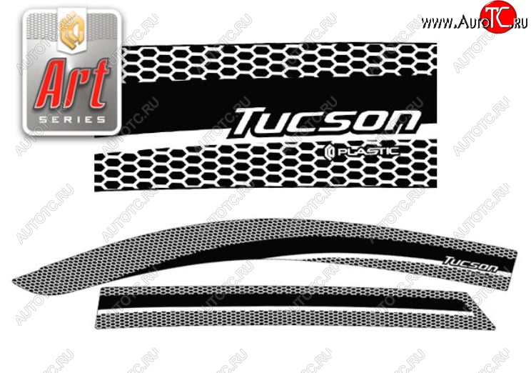 2 349 р. Дефлектора окон CA-Plastic  Hyundai Tucson  3 TL (2015-2021) (Серия Art черная, Без хром.молдинга)  с доставкой в г. Калуга