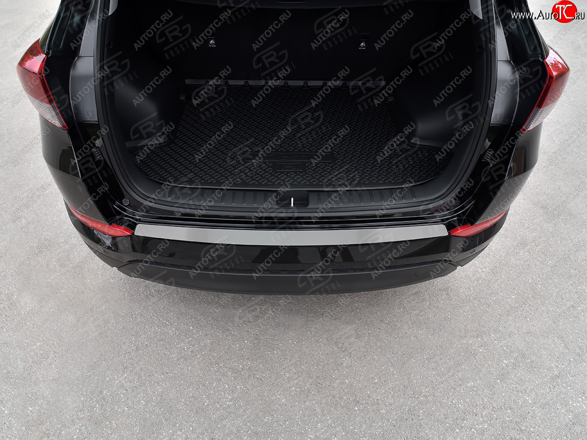 1 399 р. Защитная накладка заднего бампера на Russtal  Hyundai Tucson  3 TL (2015-2018) (Нержавейка шлифованная)  с доставкой в г. Калуга