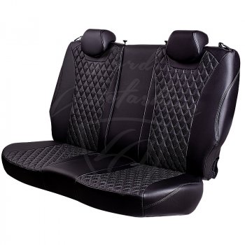12 599 р. Чехлы для сидений Lord Autofashion Байрон (экокожа, раздельная спинка, подлокотник, 2 П и 1 Г-образных подголовника)  Hyundai Tucson  3 TL (2015-2021) (Черный, вставка черная, строчка черная)  с доставкой в г. Калуга. Увеличить фотографию 5