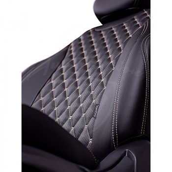12 399 р. Чехлы для сидений Lord Autofashion Байрон (экокожа, раздельная спинка, 2 П+1 Г-образных подголовника)  Hyundai Tucson  3 TL (2015-2018) (Черный, вставка черная, строчка серая)  с доставкой в г. Калуга. Увеличить фотографию 2