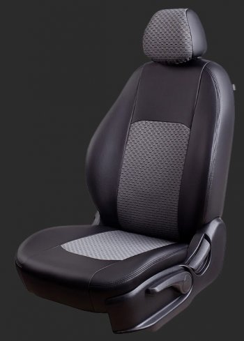 Чехлы для сидений Lord Autofashion Турин (экокожа/жаккард, спинка 40/60, подлокотник, 2 П- и 3 Г-образных подголовника) Hyundai Tucson 3 TL дорестайлинг (2015-2018)  (Черный, вставка жаккард Чёрный Тропик)