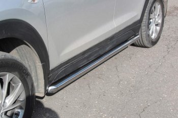 12 499 р. Защита порогов Turbo Slitkoff (d57 мм)  Hyundai Tucson  3 TL (2018-2021) (Нержавейка, Полированная)  с доставкой в г. Калуга. Увеличить фотографию 1