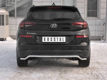 11 449 р. Защита заднего бампера (Ø42 мм волна, нержавейка) Russtal  Hyundai Tucson  3 TL (2018-2021)  с доставкой в г. Калуга. Увеличить фотографию 1