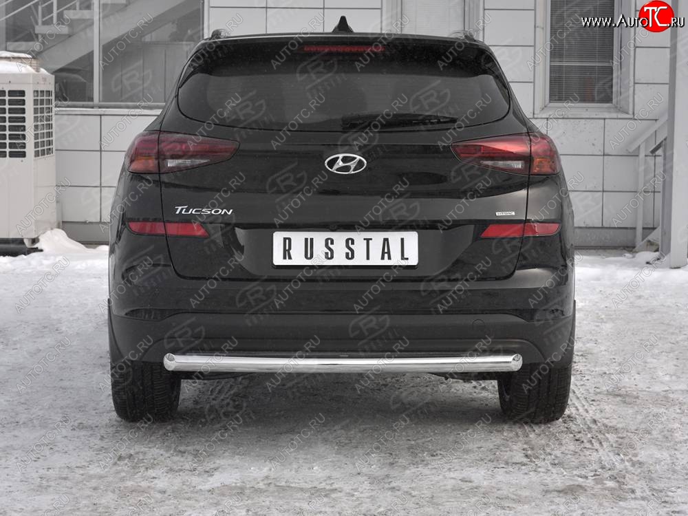 11 999 р. Защита заднего бампера (Ø63 мм, нержавейка) Russtal Hyundai Tucson 3 TL рестайлинг (2018-2021)  с доставкой в г. Калуга