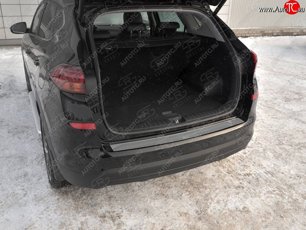 2 199 р. Защитная накладка на задний бампер Russtal  Hyundai Tucson  3 TL (2018-2021) (Нержавейка зеркальная)  с доставкой в г. Калуга