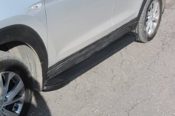 13 799 р. Пороги алюминиевые Slitkoff  Hyundai Tucson  3 TL (2018-2021) (Optima Black )  с доставкой в г. Калуга. Увеличить фотографию 1