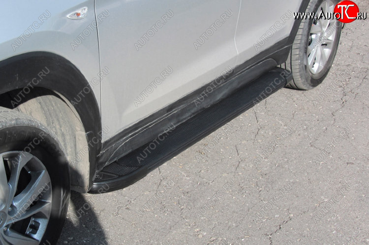 13 799 р. Пороги алюминиевые Slitkoff  Hyundai Tucson  3 TL (2018-2021) (Optima Black )  с доставкой в г. Калуга