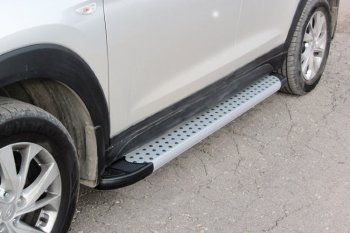 19 749 р. Пороги алюминиевые Slitkoff  Hyundai Tucson  3 TL (2018-2021) (Standart Silver)  с доставкой в г. Калуга. Увеличить фотографию 1