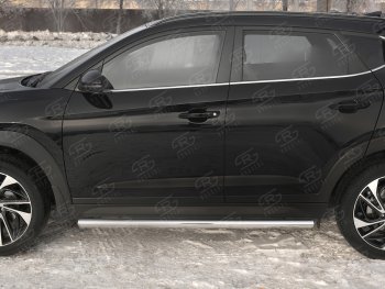 17 399 р. Защита порогов SLITKOFF (Ø63 мм)  Hyundai Tucson  TL (2018-2021) рестайлинг (Металлические торцы под 90°)  с доставкой в г. Калуга. Увеличить фотографию 2