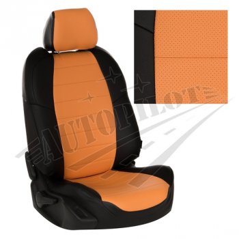 13 449 р. Чехлы сидений AUTOPILOT Экокожа (Раздельная 40/60 + вырез под подлокотник, 2 П- и 3 Г-образных подголовника)  Hyundai Tucson  4 NX4 (2020-2022) (Черный + Оранжевый)  с доставкой в г. Калуга. Увеличить фотографию 1