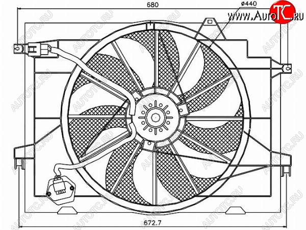 4 649 р. Вентилятор радиатора в сборе SAT (2,0i / 2,0d) Hyundai Tucson 1 JM (2004-2010)  с доставкой в г. Калуга