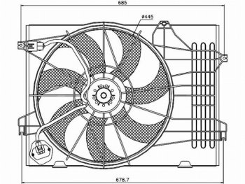 5 499 р. Вентилятор радиатора в сборе SAT (2,7i)  Hyundai Tucson  1 JM (2004-2010), KIA Sportage  2 JE,KM (2004-2010)  с доставкой в г. Калуга. Увеличить фотографию 1
