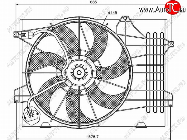 5 499 р. Вентилятор радиатора в сборе SAT (2,7i)  Hyundai Tucson  1 JM (2004-2010), KIA Sportage  2 JE,KM (2004-2010)  с доставкой в г. Калуга