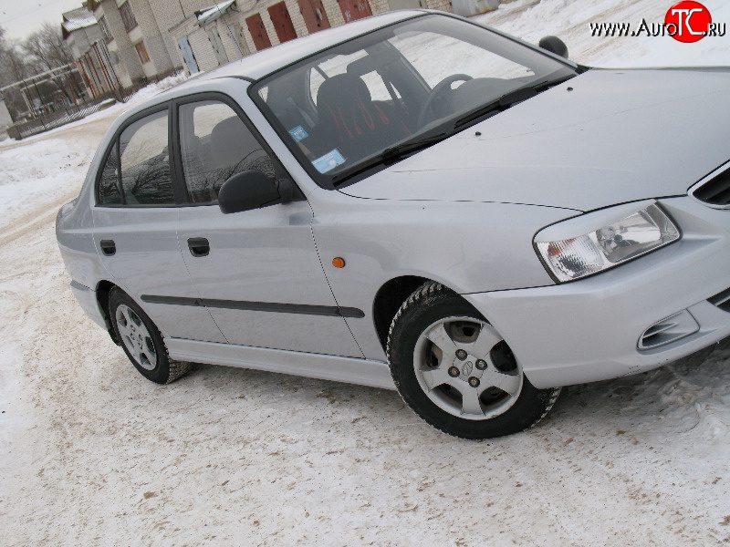 1 259 р. Реснички Classic-Style на фары  Hyundai Accent  седан ТагАЗ (2001-2012) (Неокрашенные)  с доставкой в г. Калуга