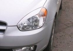 1 649 р. Реснички на фары CT v1 Hyundai Accent MC седан (2005-2011) (Неокрашенные)  с доставкой в г. Калуга. Увеличить фотографию 1