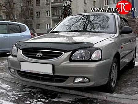 1 484 р. Защита передних фар NovLine (очки) .  Hyundai Accent  седан ТагАЗ (2001-2012)  с доставкой в г. Калуга