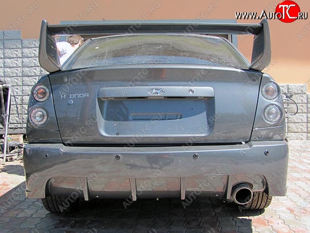 6 099 р. Задний бампер RACER DESIGN  Hyundai Accent  седан ТагАЗ (2001-2012) (Неокрашенный)  с доставкой в г. Калуга
