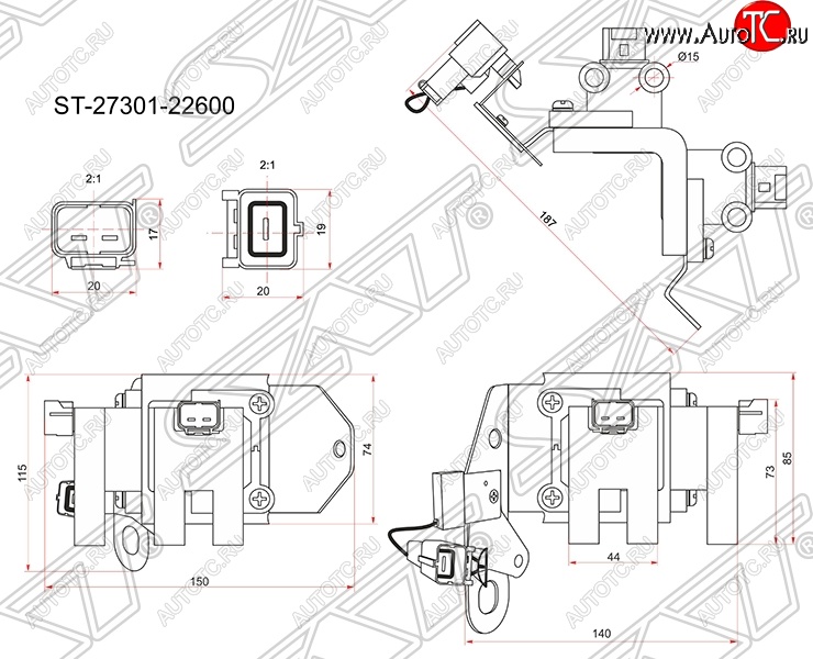 2 089 р. Катушка зажигания SAT Hyundai Accent седан ТагАЗ (2001-2012)  с доставкой в г. Калуга