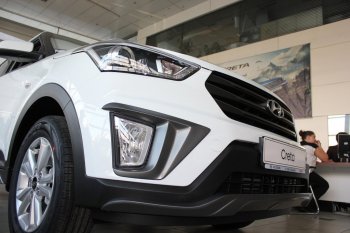 5 649 р. Накладка на передний бампер АвтоКрат  Hyundai Creta  GS (2015-2021) (Неокрашенная)  с доставкой в г. Калуга. Увеличить фотографию 2