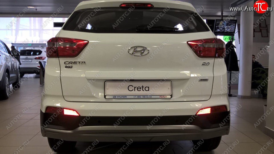 5 649 р. Накладка на задний бампер АвтоКрат  Hyundai Creta  GS (2015-2021) (Неокрашенная)  с доставкой в г. Калуга