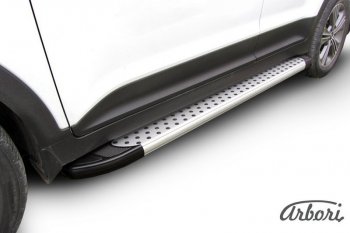 19 р. Порожки для ног Arbori Standart Silver  Hyundai Creta  GS (2015-2021)  с доставкой в г. Калуга. Увеличить фотографию 1