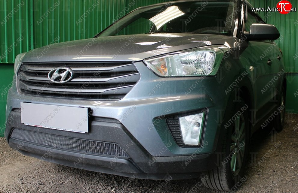 1 469 р. Защитная сетка на бампер Russtal (черная)  Hyundai Creta  GS (2015-2021)  с доставкой в г. Калуга