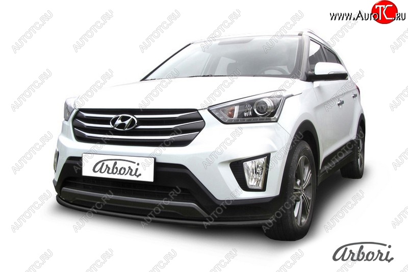 5 399 р. Защита переднего бампера Arbori (черная, 1 труба d42 mm). Hyundai Creta GS рестайлинг (2019-2021)  с доставкой в г. Калуга