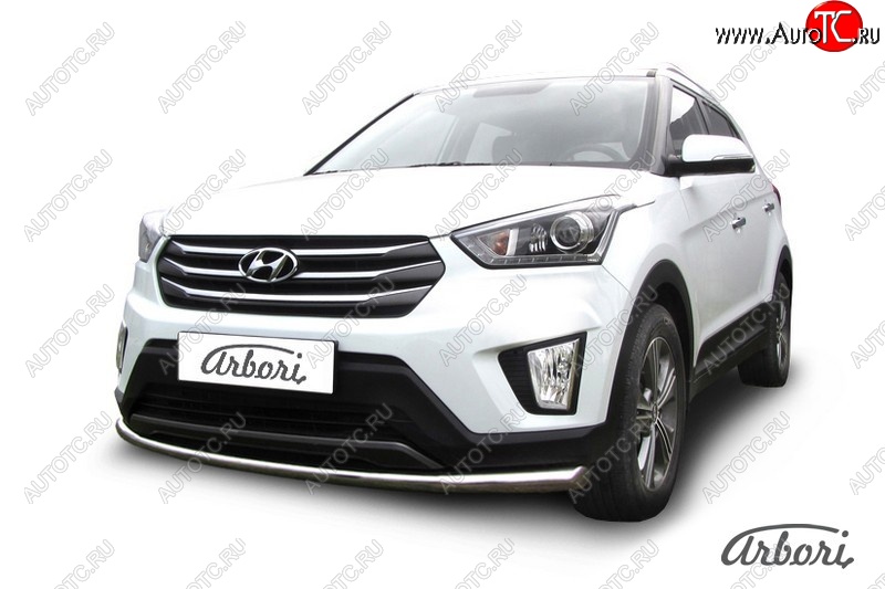 4 899 р. Защита переднего бампера Arbori (нержавейка, 1 труба d57 mm). Hyundai Creta GS рестайлинг (2019-2021)  с доставкой в г. Калуга