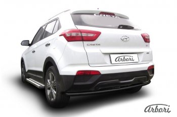 Защита заднего бампера Arbori (черная, 1 труба d42 mm). Hyundai Creta GS рестайлинг (2019-2021)