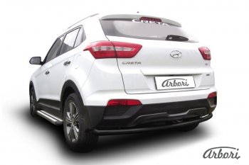 Защита заднего бампера Arbori (черная, 1 труба d57 mm). Hyundai Creta GS дорестайлинг (2015-2019)