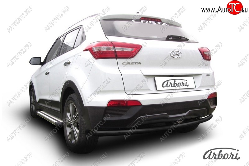 7 469 р. Защита заднего бампера Arbori (черная, 1 труба d57 mm). Hyundai Creta GS рестайлинг (2019-2021)  с доставкой в г. Калуга