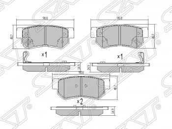 849 р. Колодки тормозные SAT (задние)  Hyundai Elantra  XD - Sonata ( Y3,  NF)  с доставкой в г. Калуга. Увеличить фотографию 1