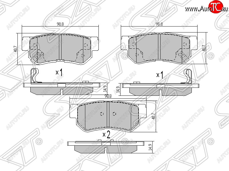849 р. Колодки тормозные SAT (задние)  Hyundai Elantra  XD - Sonata ( Y3,  NF)  с доставкой в г. Калуга