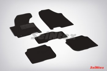 2 599 р. Комплект ворсовых ковриков в салон LUX Seintex Hyundai Elantra MD рестайлинг (2013-2016) (Чёрный)  с доставкой в г. Калуга. Увеличить фотографию 1