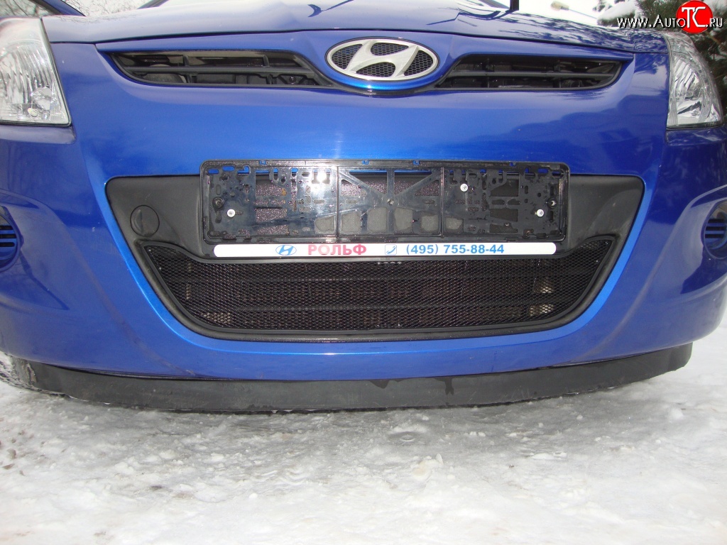 1 469 р. Сетка на бампер Russtal (черная)  Hyundai i20  1 PB (2008-2012)  с доставкой в г. Калуга