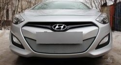 1 299 р. Сетка на бампер Russtal (хром) Hyundai I30 2 GD дорестайлинг универсал (2011-2015)  с доставкой в г. Калуга. Увеличить фотографию 1