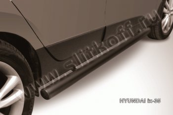 9 199 р. Защита порогов из трубы d76 Slitkoff  Hyundai IX35  1 LM (2009-2018) (Цвет: серебристый)  с доставкой в г. Калуга. Увеличить фотографию 1