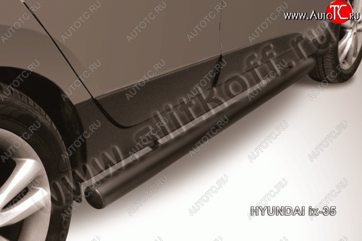 9 199 р. Защита порогов из трубы d76 Slitkoff  Hyundai IX35  1 LM (2009-2018) (Цвет: серебристый)  с доставкой в г. Калуга