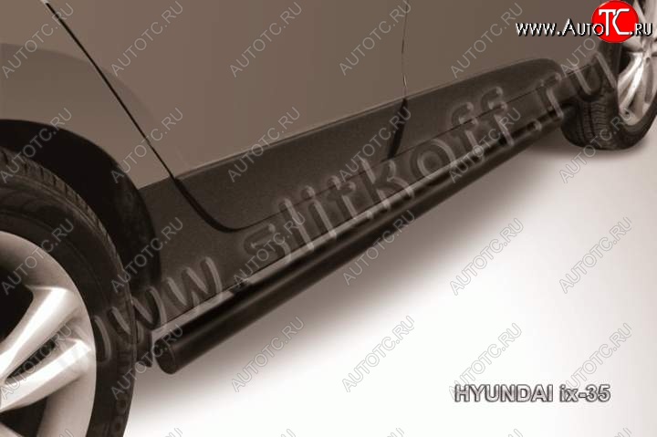 7 999 р. Защита порогов из трубы d57 Slitkoff  Hyundai IX35  1 LM (2009-2018) (Цвет: серебристый)  с доставкой в г. Калуга