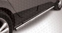 Защита порогов из круглой трубы диаметром 57 мм Slitkoff Hyundai IX35 1 LM дорестайлинг (2009-2013)